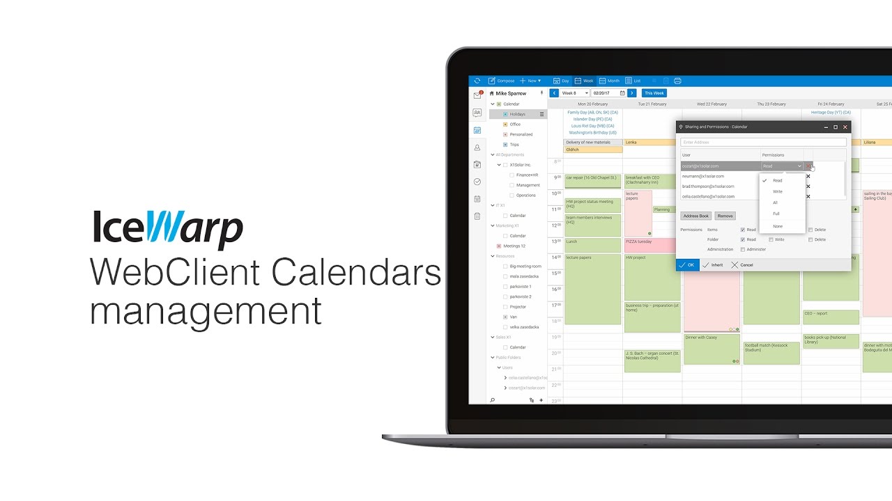 IceWarp WebClient Calendars Management