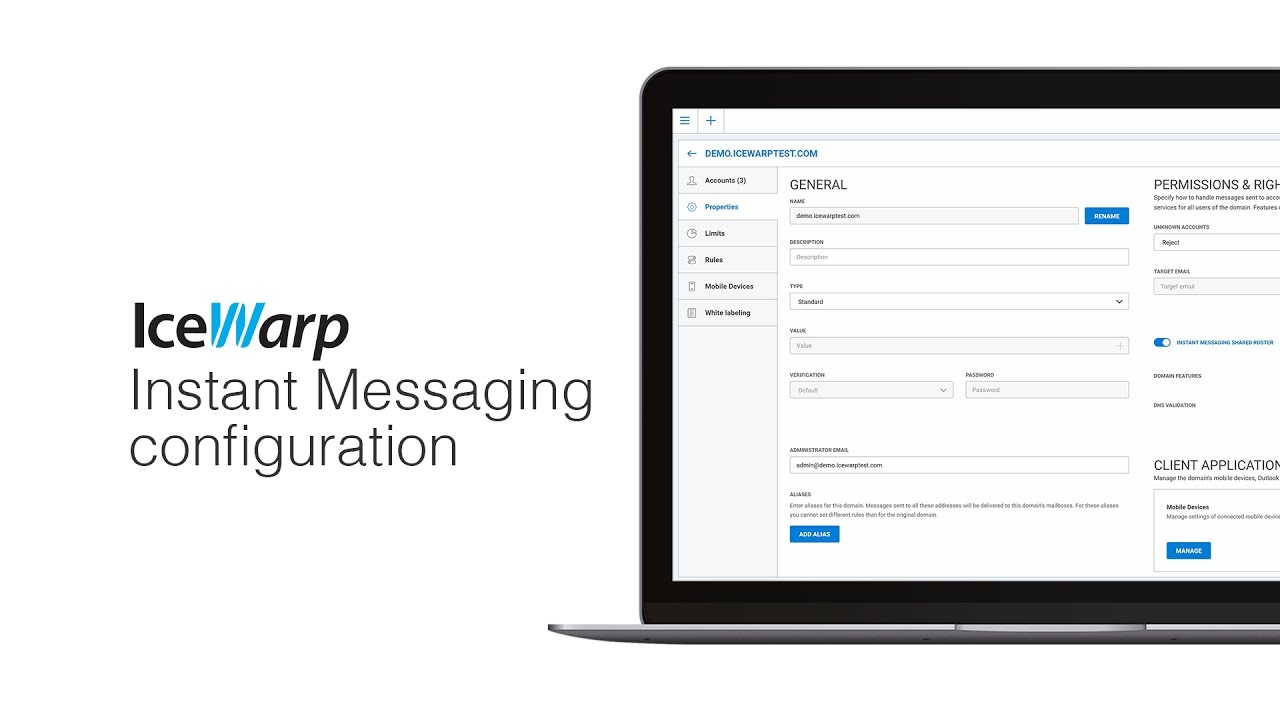 IceWarp Instant Messaging server configuration